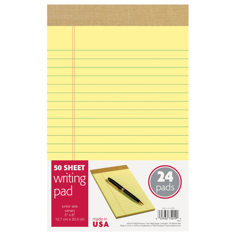 TOPS Jr. Legal Pads, 5" x 8", 50 Sheets, 24-Pack