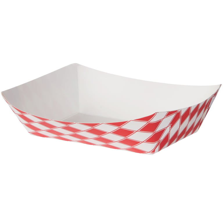 Vital International Solutions Paper Food Tray #2, Red/White Check, 1000 ct