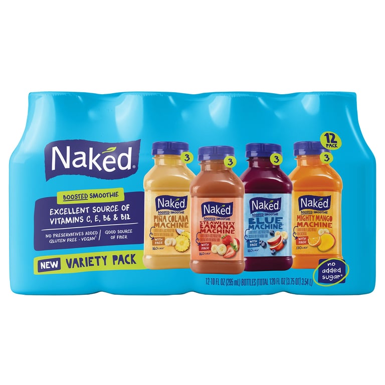 Naked Juice Boosted Smoothies, 12 Pack of 10 Ounce Bottles