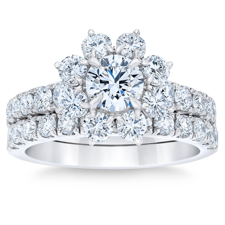 Platinum VS2 I 2.55 ctw Round Diamond Ring Set (0.70 ct Center)
