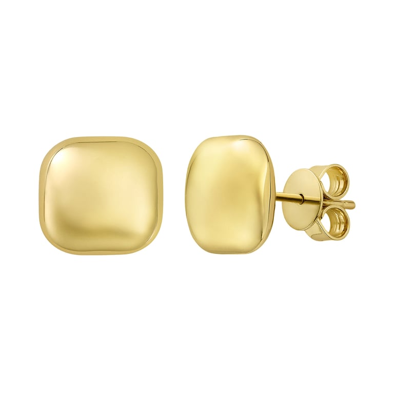 14kt Yellow Gold Puffed Square Stud Earrings