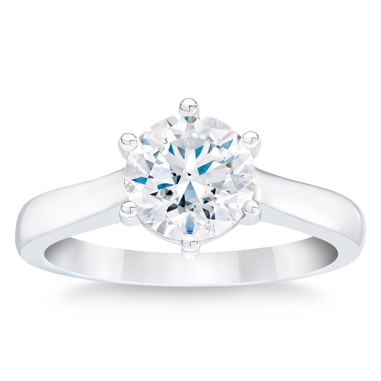 1.53 CT Round Brilliant Platinum Solitaire Diamond Ring, VS1 "E" Color