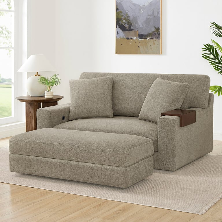 Thomasville Gilroy Oversized Chair with Storage Ottoman