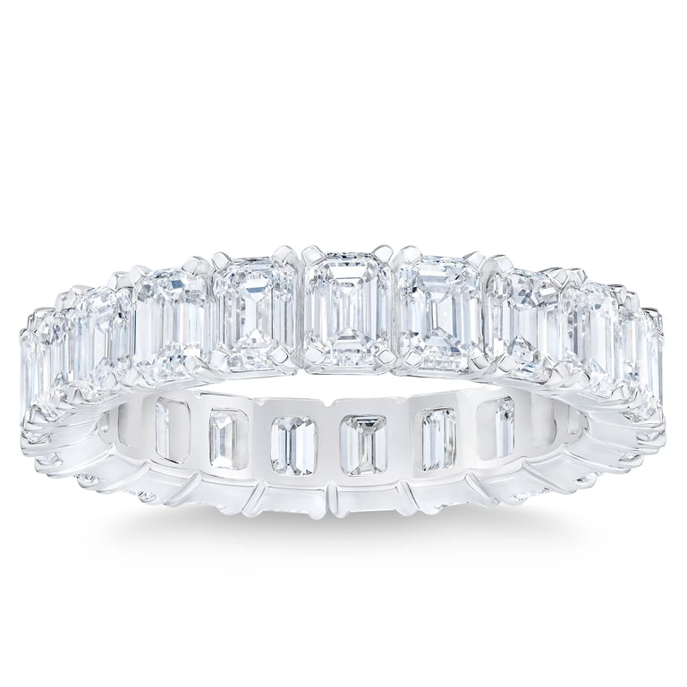 Platinum VS2 G Color 5.00 ctw Emerald Cut Diamond Eternity Band