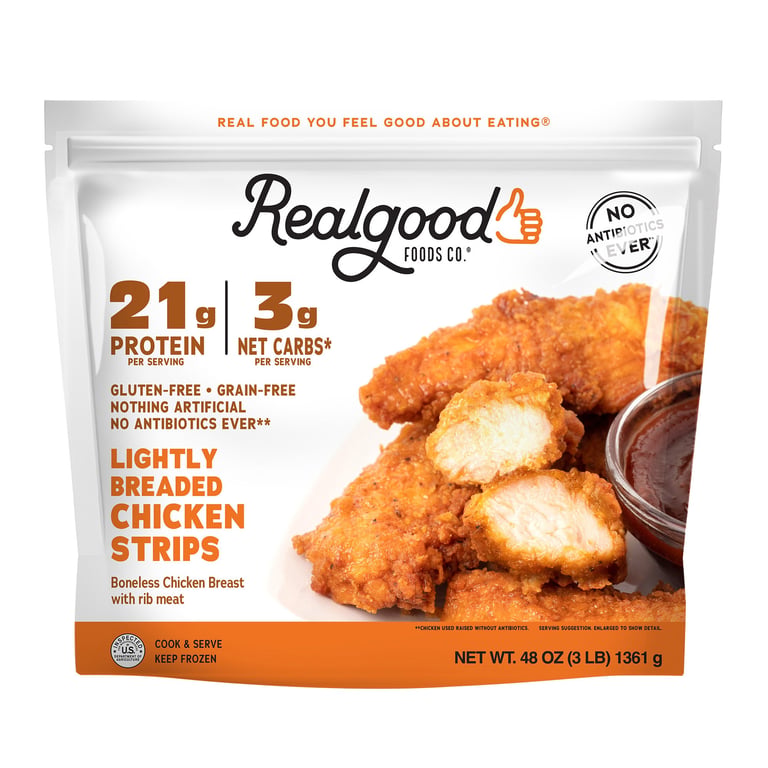 Real Good Foods Co. Lightly Breaded Chicken Strips 3 lb