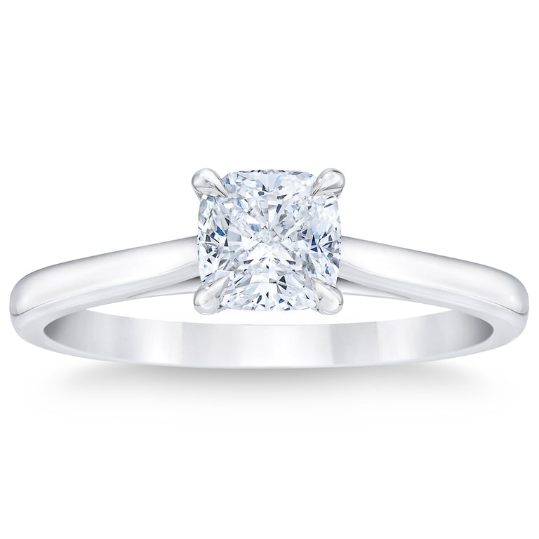 1.01 ct Cushion Cut Platinum Solitaire Ring, VS2 Clarity, "E" Color Diamond