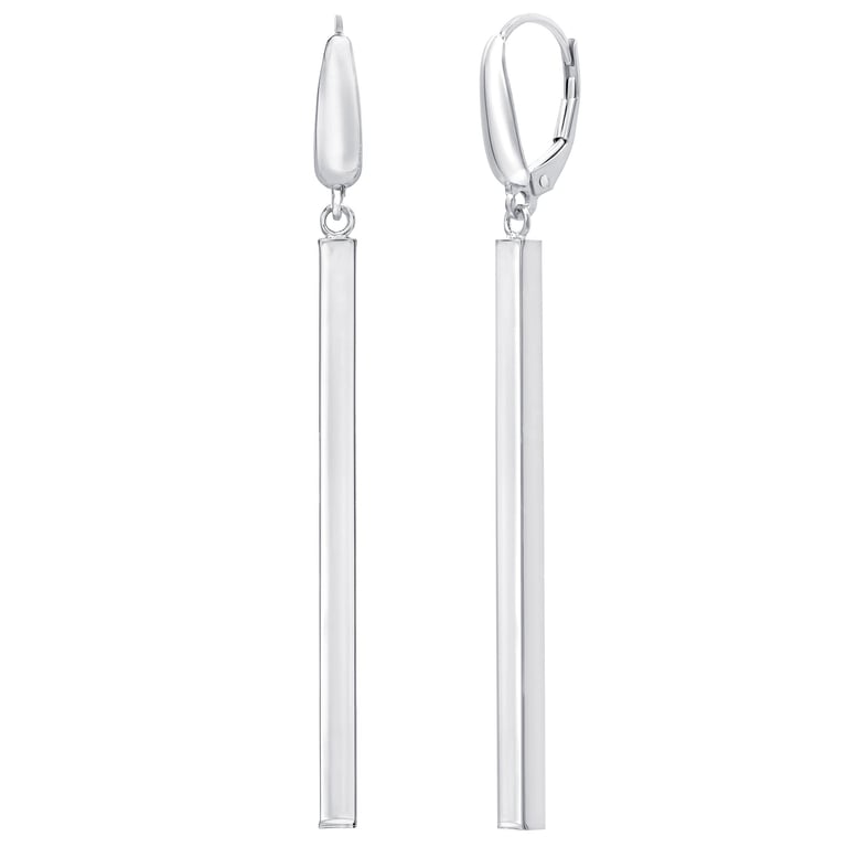 14kt White Gold Stick Dangle Earrings Made in Italy