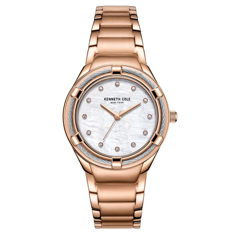 Kenneth Cole New York Classic Mother-of-Pearl Ladies Automatic Watch, Rose Gold-Tone