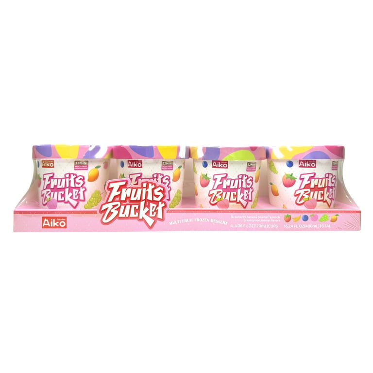 Aiko Garden Fruits Bucket Multi Fruit Frozen Dessert, 4 × 4.06 fl oz