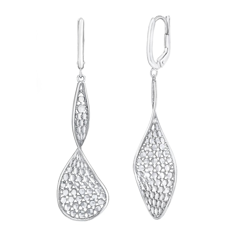 14kt White Gold Pavé Dangle Earrings