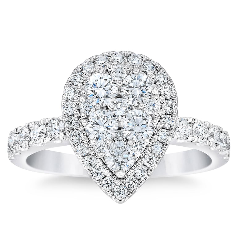 14kt White Gold VS2 I 1.20 ctw Round Diamond Pear Shape Ring