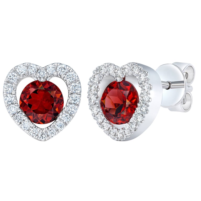 14KT White Gold VS2 I 0.20 CTW Diamond and Garnet Earrings