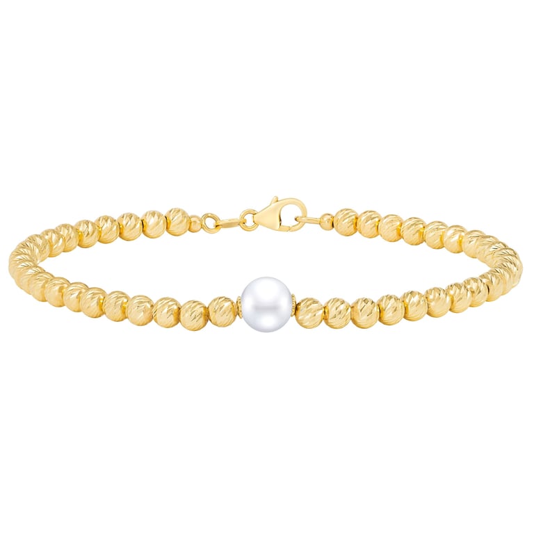 14KT Yellow Gold Freshwater Cultured 7.5-8mm Pearl Bracelet