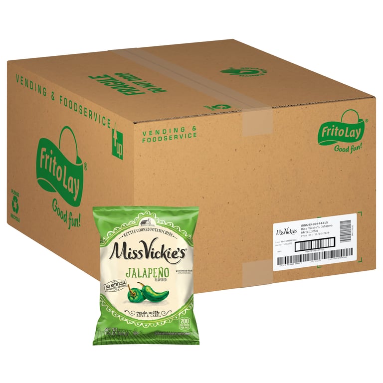 Frito Lay Miss Vickie's Jalapeño Kettle Cooked Potato Chips, 64/1.375 oz