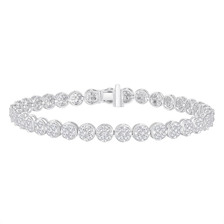 14kt White Gold VS2 G 3.00ctw Round Diamond Bracelet