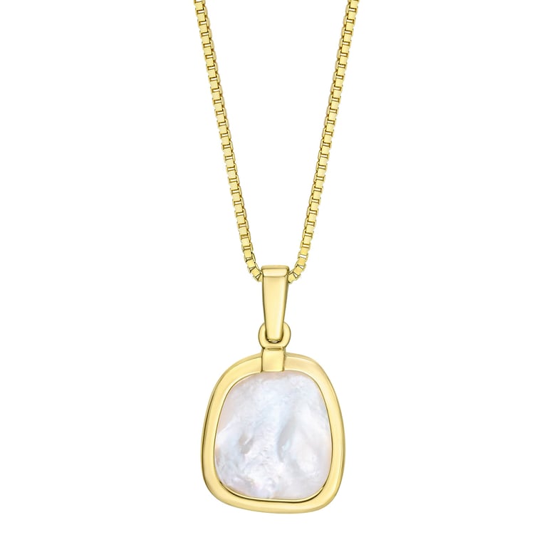 14kt Yellow Gold Mother of Pearl Pendant, 18"