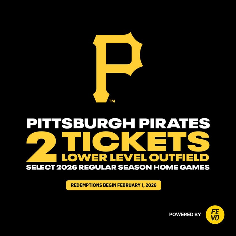 Pittsburgh Pirates 2 Lower Outfield Tickets - Item Is Non-Refundable