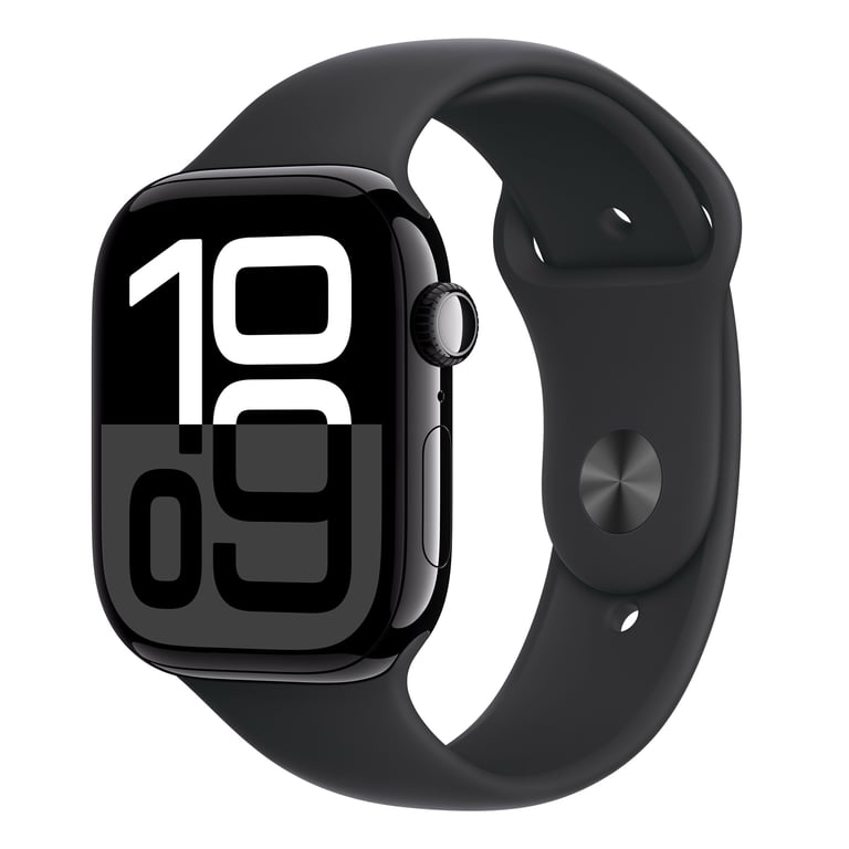 Apple Watch Series 10 GPS 46mm Jet Black Aluminum Case with Black Sport Band M/L MWWQ3LW/A
