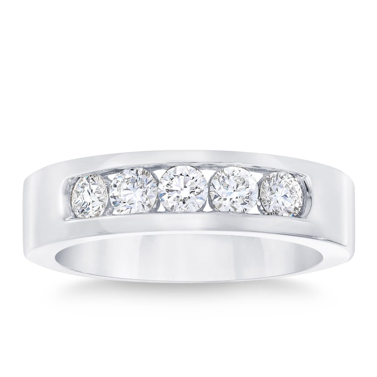 14kt White Gold 0.95 ctw VS2 Clarity, I Color Round Diamond Men's Wedding Band, Size 8
