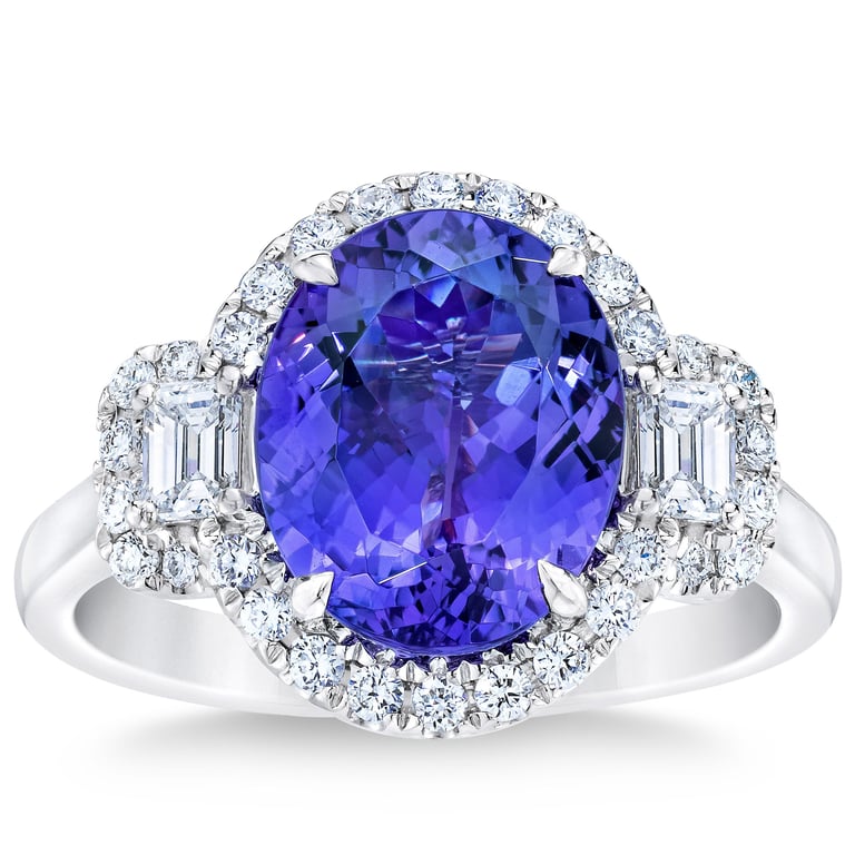 14kt White Gold .52ctw VS2 I Diamond & 11x9mm Tanzanite Ring