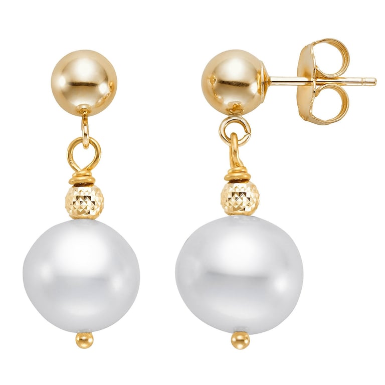 8-9mm Freshwater Pearl 14kt Yellow Gold Stud Earrings
