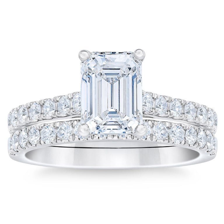 Emerald Cut 2.76 ctw G/VVS2 Diamond Platinum Wedding Set, Size 7