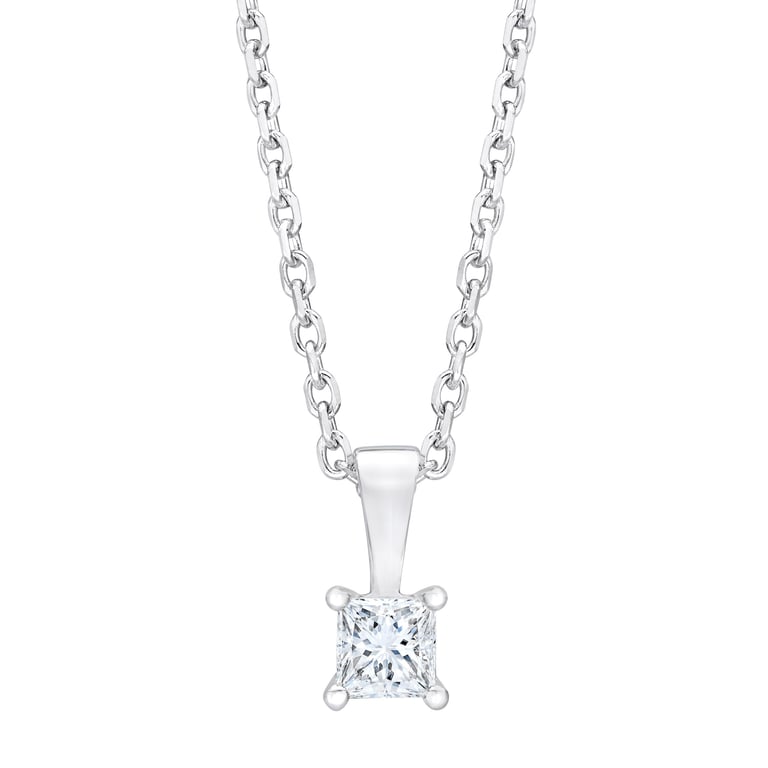 14kt White Gold VS2 I 0.30 CTW Princess Cut Diamond Pendant