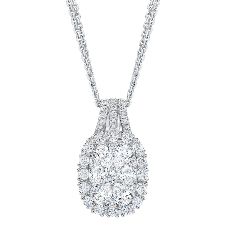 18kt White Gold VS2 I 1.96ctw Cluster Diamond Pendant