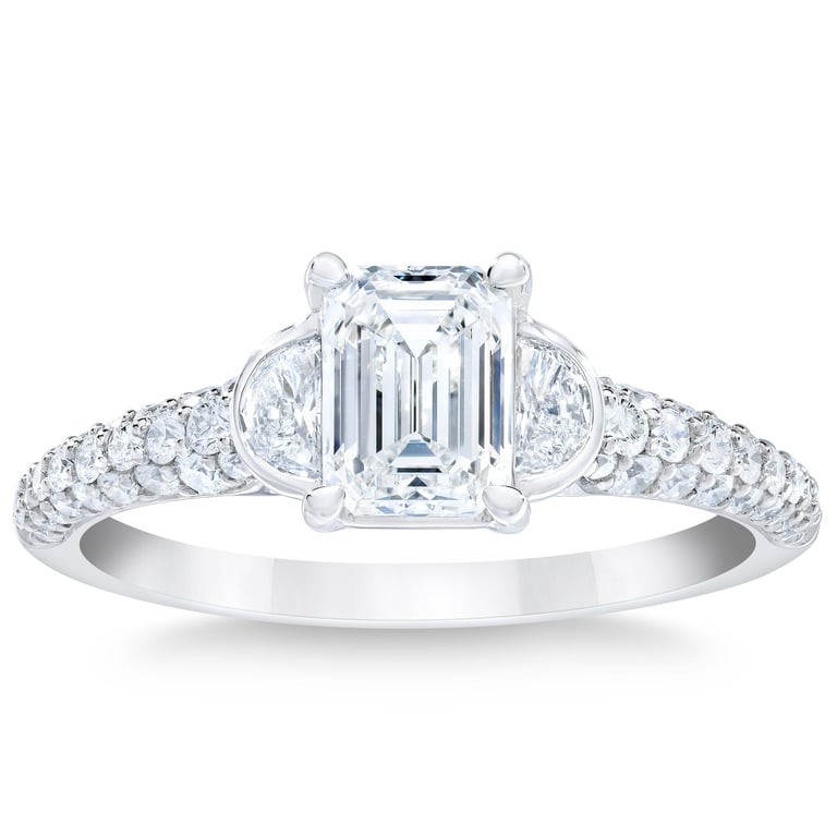 Platinum VS2 I 1.60 ctw Emerald Cut Diamond Ring, 1 ct Center Stone