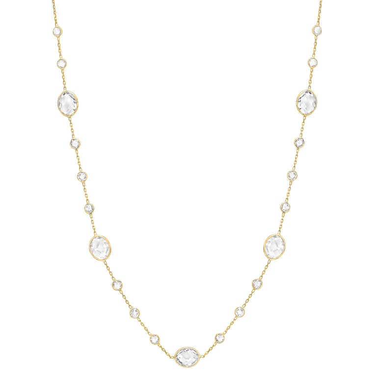 14KT Yellow Gold White Topaz Necklace 20"