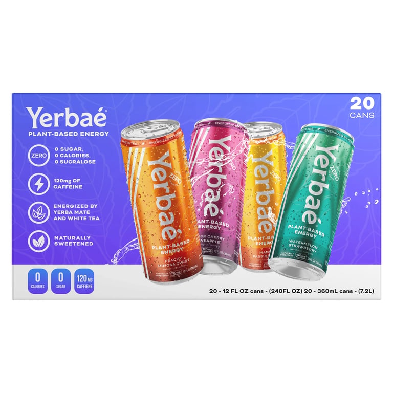 Yerbaé Energy Drink Variety Pack, 20 Count, 12 oz Cans