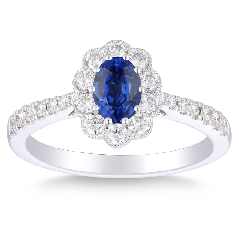 14kt White Gold VS2/I 0.45 ctw Diamond and Blue Sapphire Ring