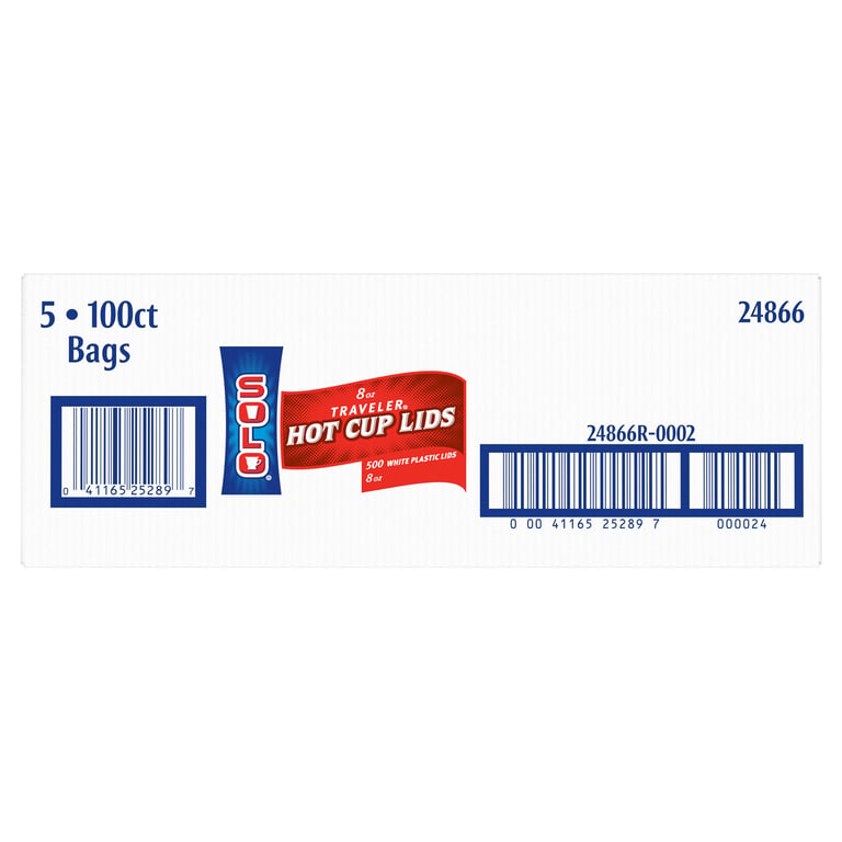 Solo Traveler Hot Cup Lids, 8 oz, 500 CT