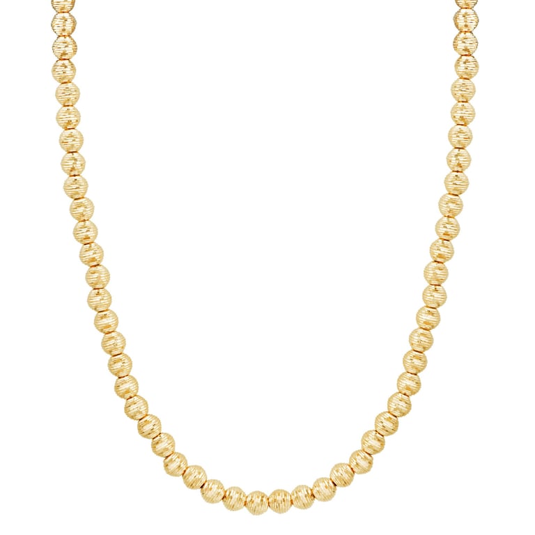 14kt Yellow Gold Bead Necklace 18" Made in Italy