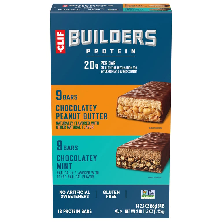 Clif Builder's Protein Bar Variety Pack, 18 Count, 2.4 oz
