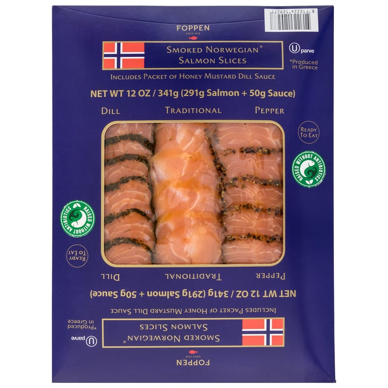 Foppen Smoked Salmon Slices 12 Ounce Package