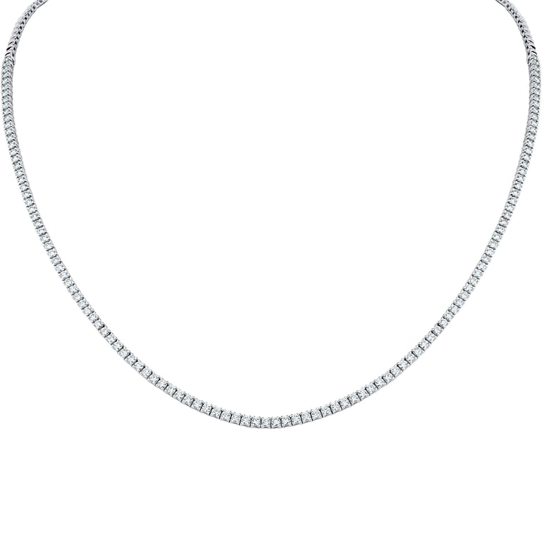 14K White Gold G VS2 2.5ct Round Diamond Strand Necklace