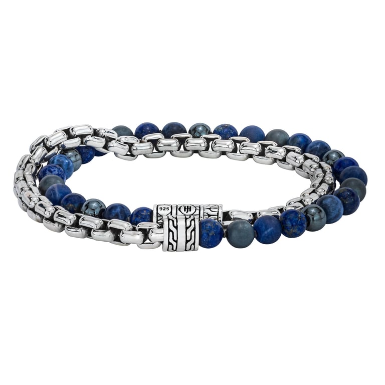 John Hardy Sterling Silver and Gemstone 6mm Men's Wrap Bracelet