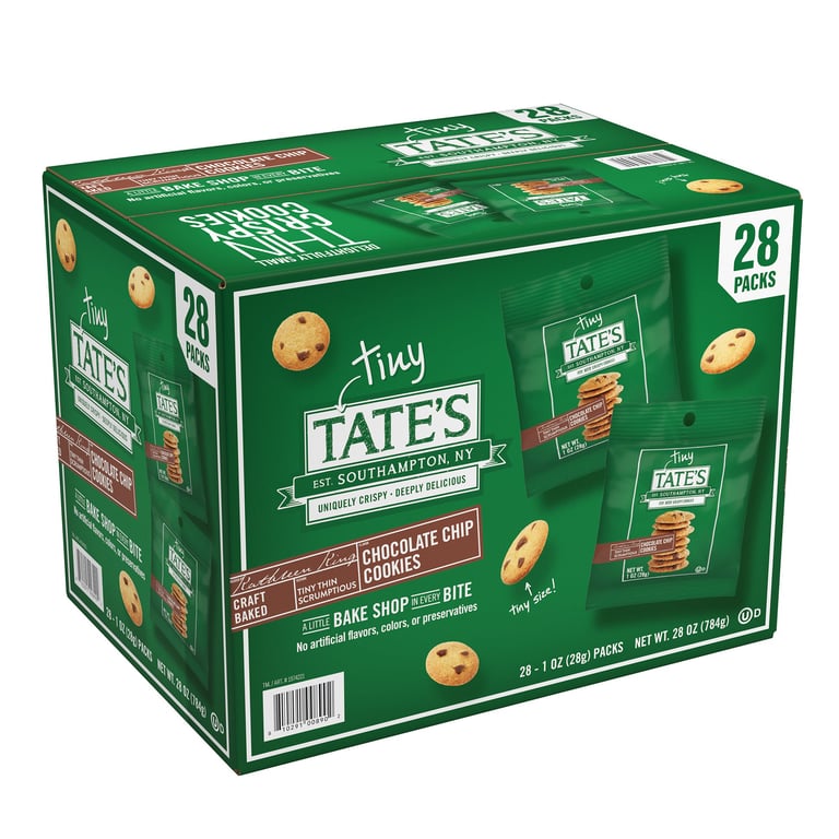 Tate's Bake Shop Tiny Chocolate Chip Cookies 28 Count Box