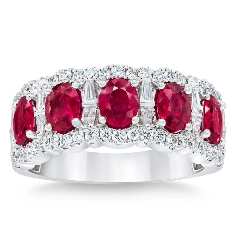 14kt White Gold VS2 I 0.60 CTW Diamond & Ruby Ring, Size 7