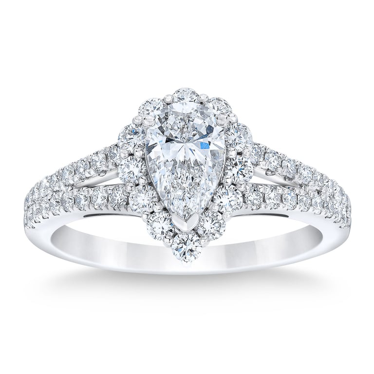 Platinum VS2 I 1.30 ctw Pear Shape Diamond Ring (0.70 ct Center)