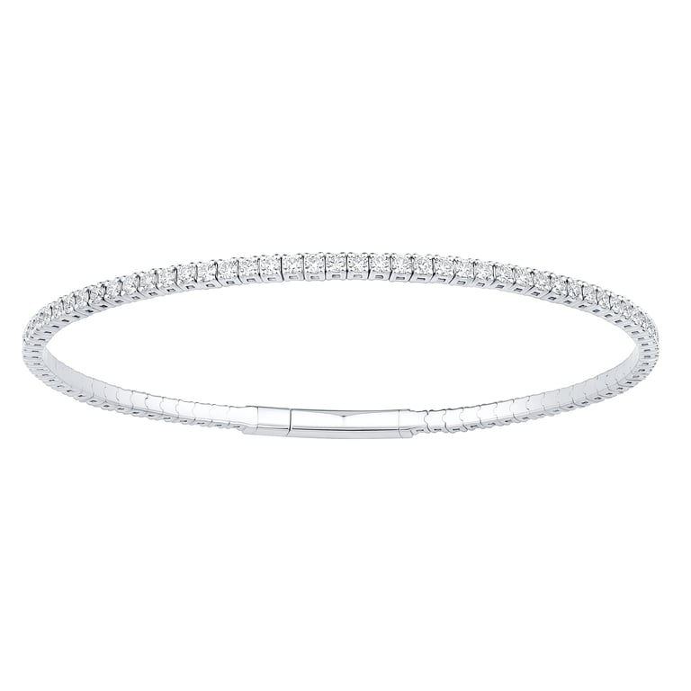 14kt White Gold VS2 G 2.00ctw Round Diamond Bangle Bracelet