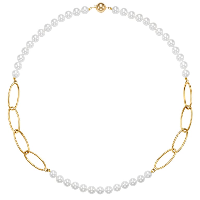14KT Gold 7-7.5mm Freshwater Cultured Pearl 20" Necklace