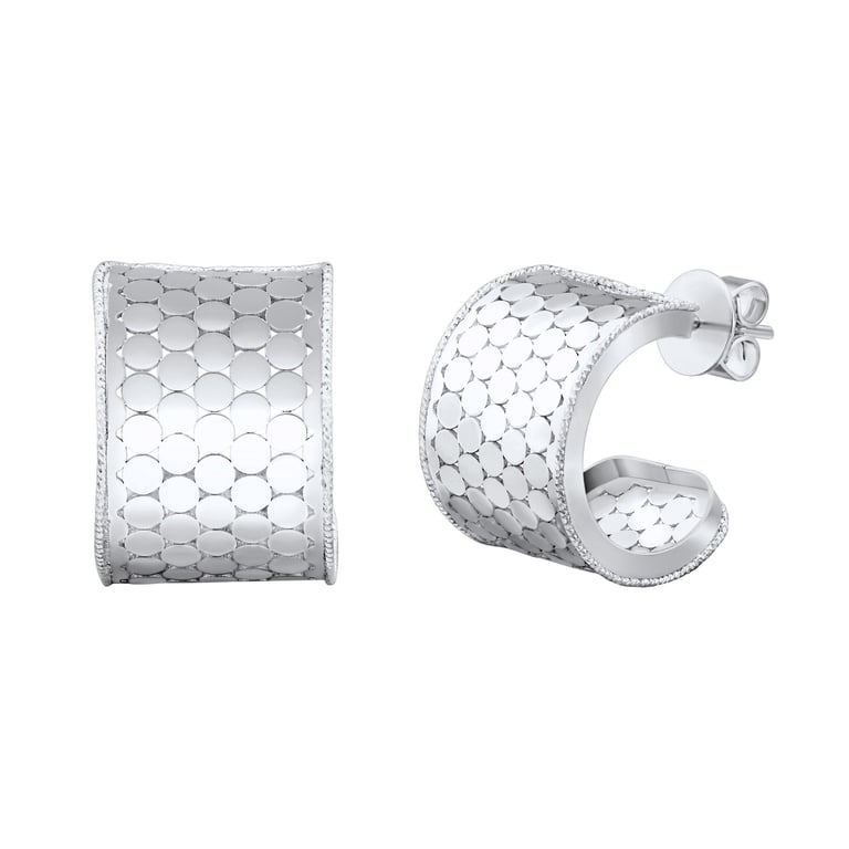 14KT White Gold J Hoop Earrings Made in Italy