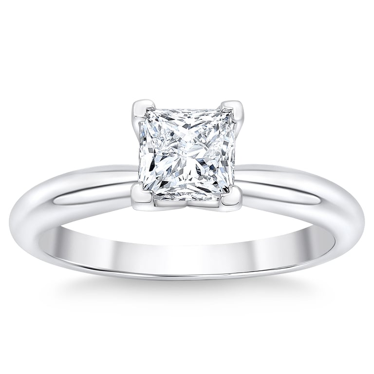 Platinum VS2 I 1.0ct Princess Cut Diamond Solitaire Ring