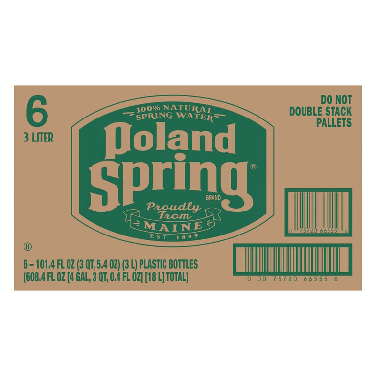 Poland Spring 100% Natural Spring Water, 6-Pack/3L Bottles, Delivered (18.48 qts)
