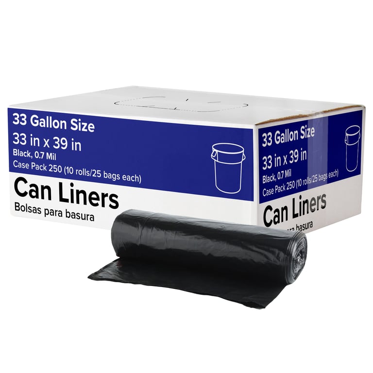 33 Gallon Black Can Liners, 250 ct
