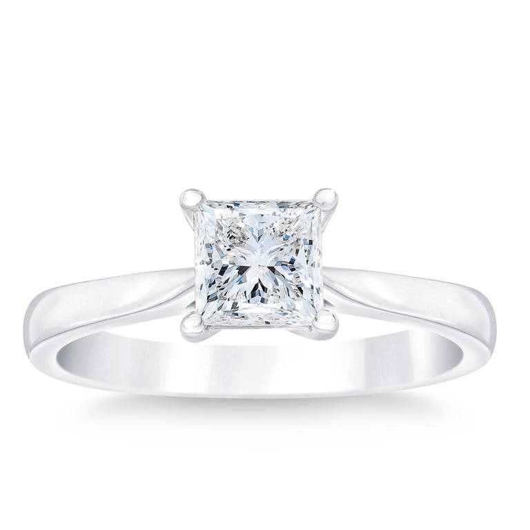 Platinum VS2 I 1.0ct Princess Cut Diamond Solitaire Ring