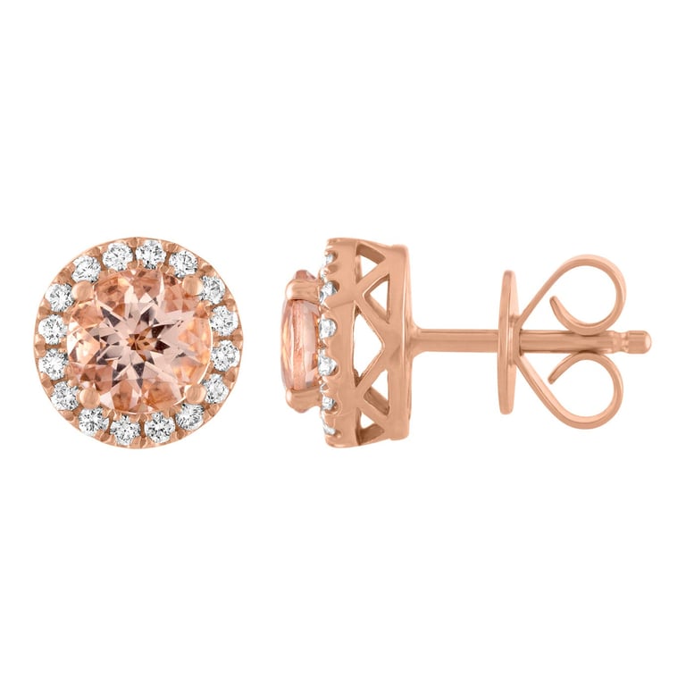 14kt Rose Gold .23 CTW VS2, I Diamond and Morganite Earrings