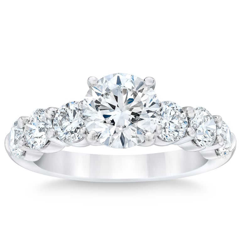 3.00ctw Round Diamond Platinum Ring 1.50ct Center VS2 I Size 7